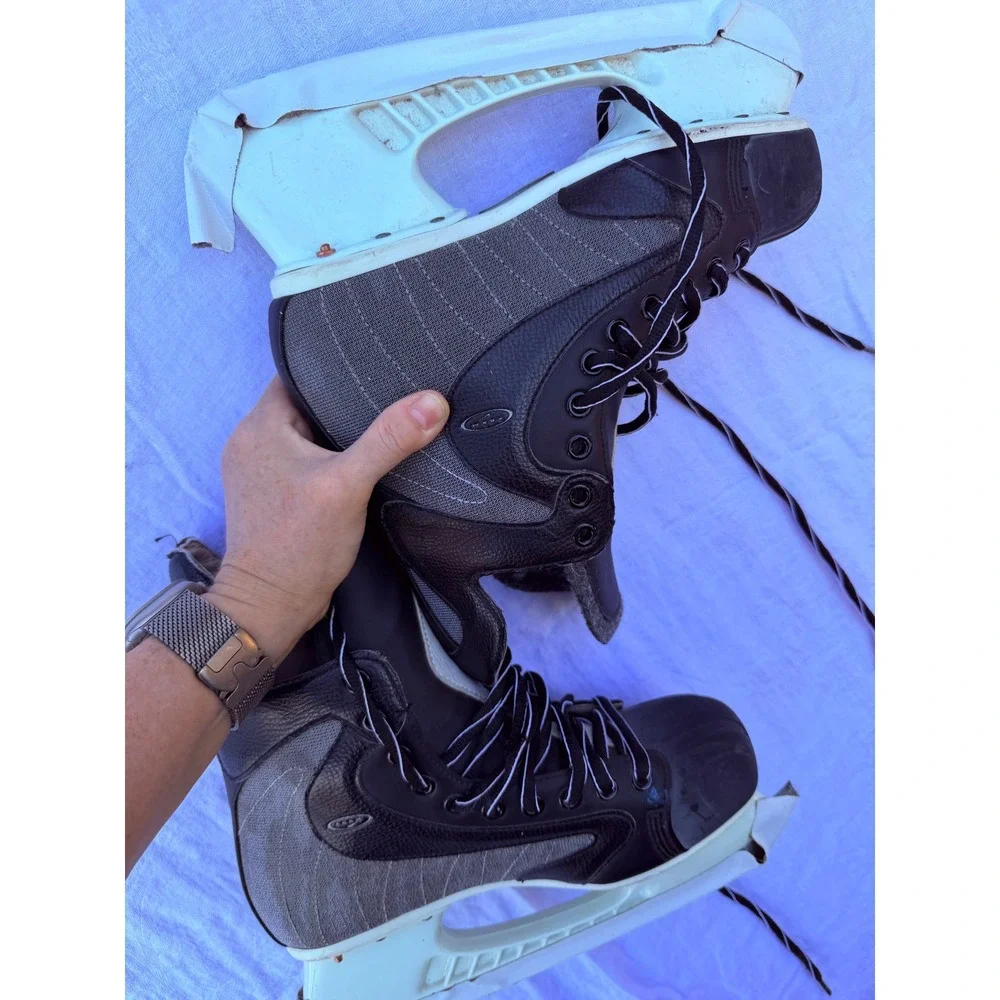 Nike Ignite Ice Hockey Skates Black Silver Tuuk Custom+ Holders Mens 9D US 8 UK